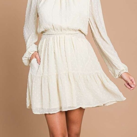 Culture Code Swiss Dot Smock Neck Mini Dress with Pockets - Picture 5 of 8